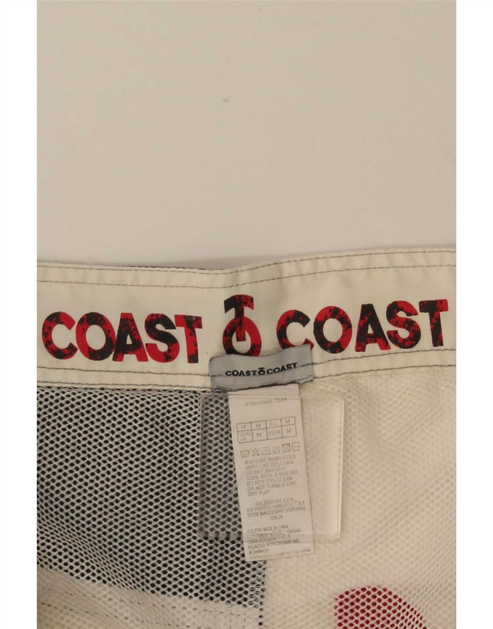 Pantaloni scurți de înot vintage pentru bărbați, alb, mediu, bloc de culoare, poliester