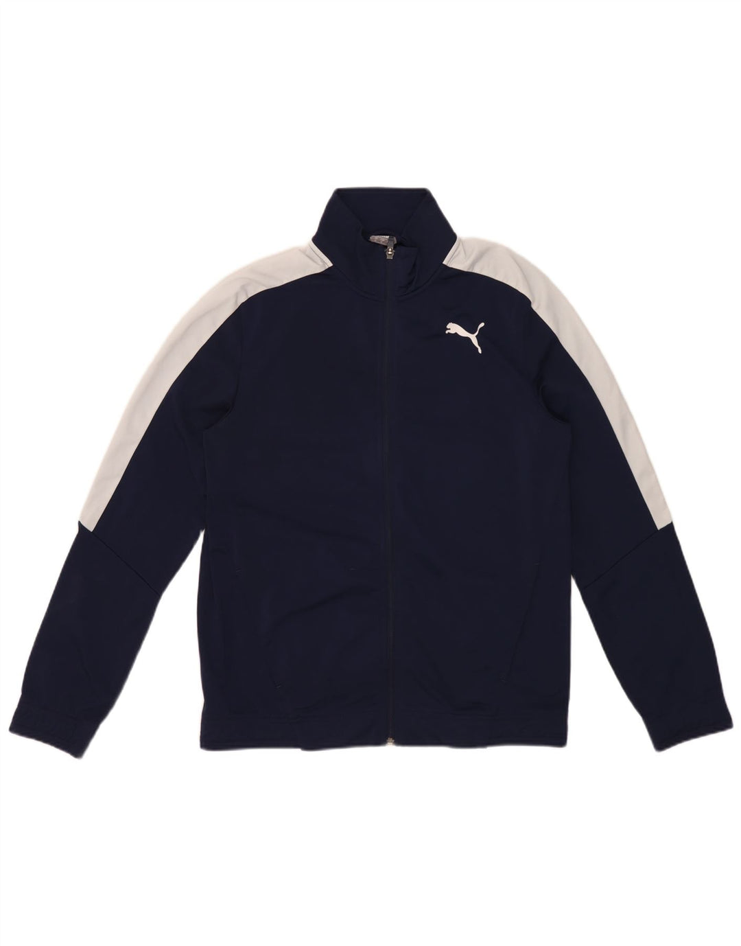 Jachetă de trening Puma pentru bărbați, poliester color bloc, albastru marin mediu