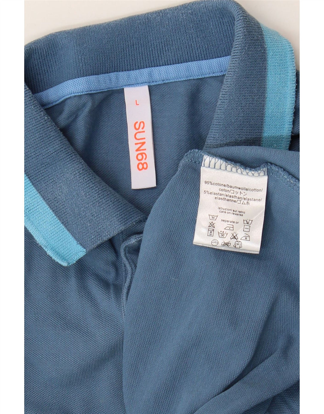 Tricou polo Sun68 pentru bărbați, mare, albastru, bumbac