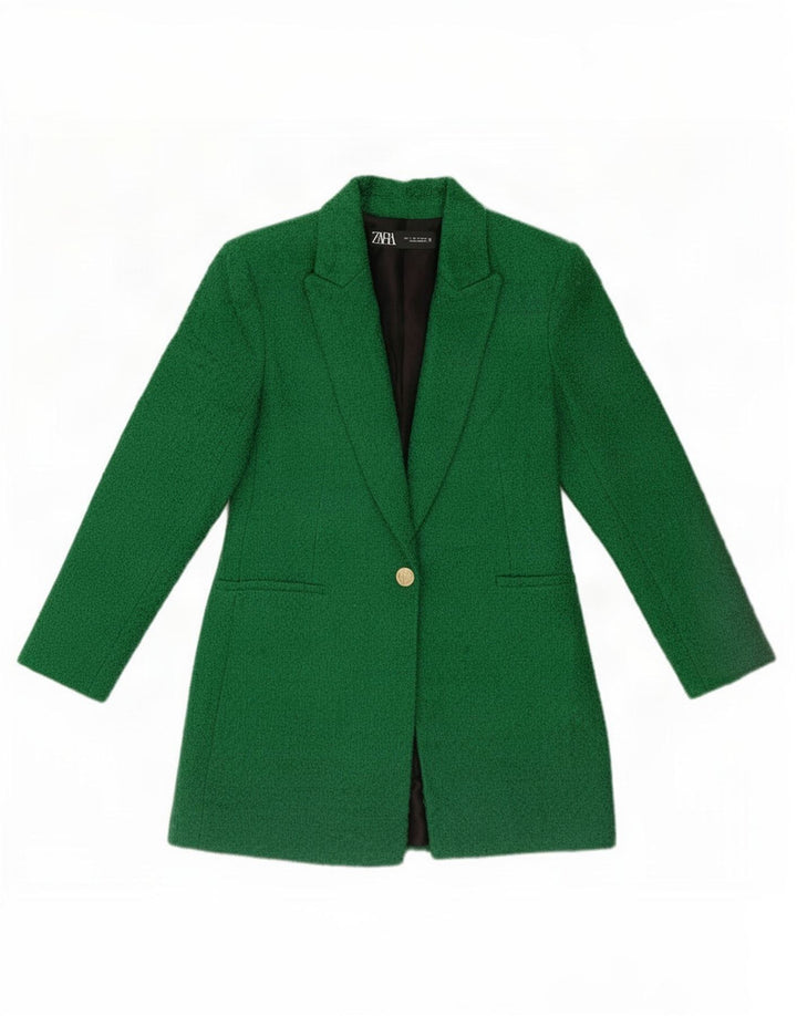Blazer pentru femei Zara cu 1 nasture, UK 10 Mic, verde acrilic