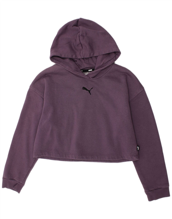 Pulover pentru fete PUMA Crop Hoodie 11-12 ani bumbac violet