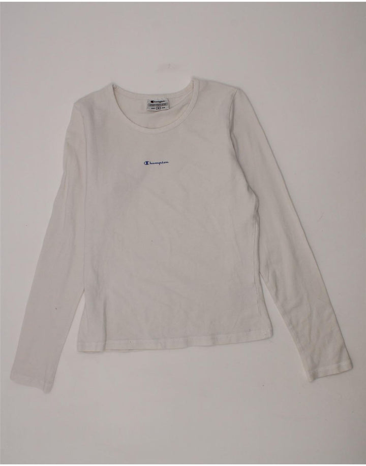 CHAMPION Girls Top Long Sleeve 9-10 Years Medium  White Vintage Champion and Second-Hand Champion from Messina Hembry 