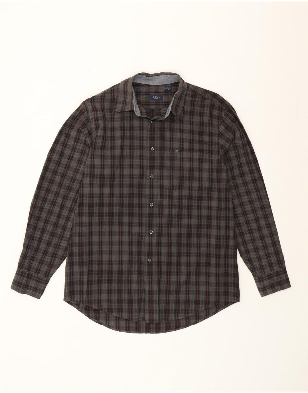 Cămașă pentru bărbați Izod cu carouri, bumbac cu carouri, gri mediu