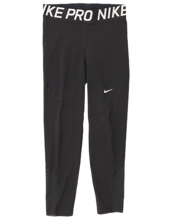 Nike Womens Graphic Leggings Small Black Polyester Sports
