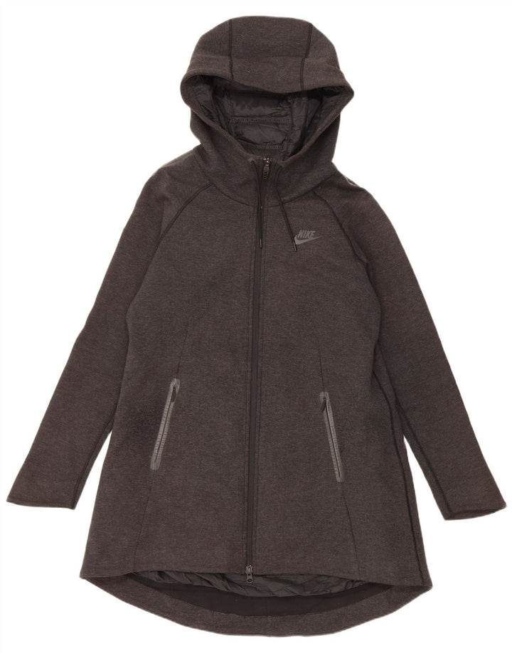 Palton NIKE pentru femei, supradimensionat, cu glugă, UK 10, poliester, gri mic