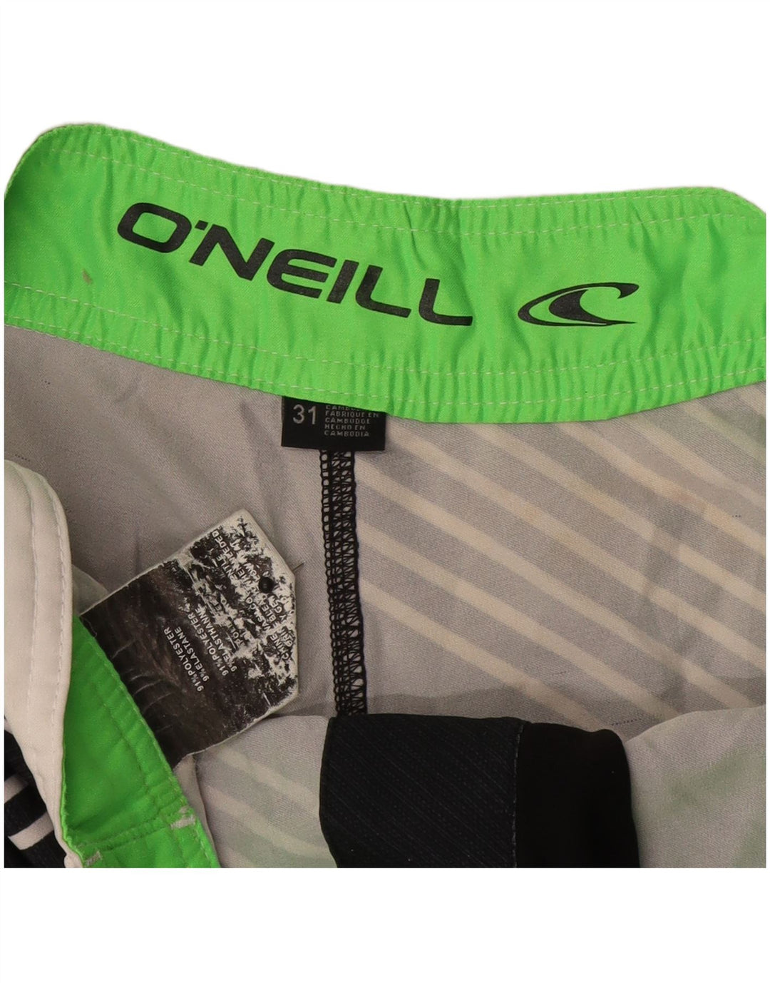 Pantaloni scurți de înot grafic O'Neill pentru bărbați, poliester cu dungi negre medii