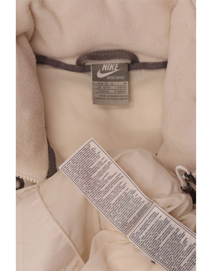 Gilet căptușit cu glugă Nike pentru femei UK 12/14 Poliester alb mediu