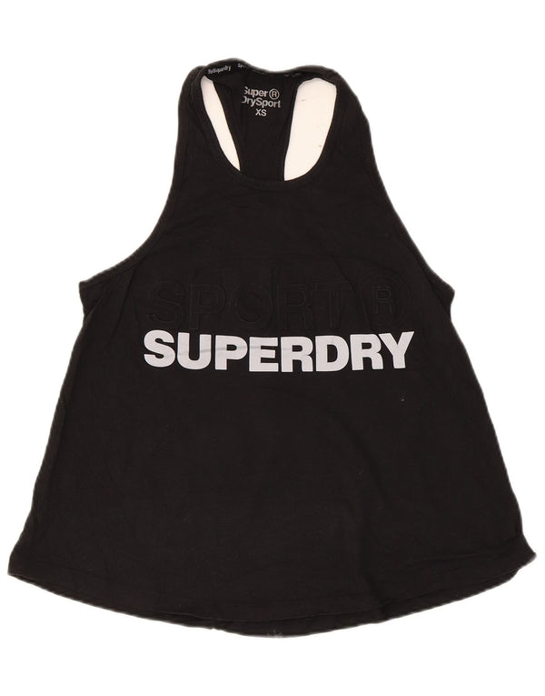 Top cu vestă grafică Superdry pentru femei UK 6 XS, bumbac negru