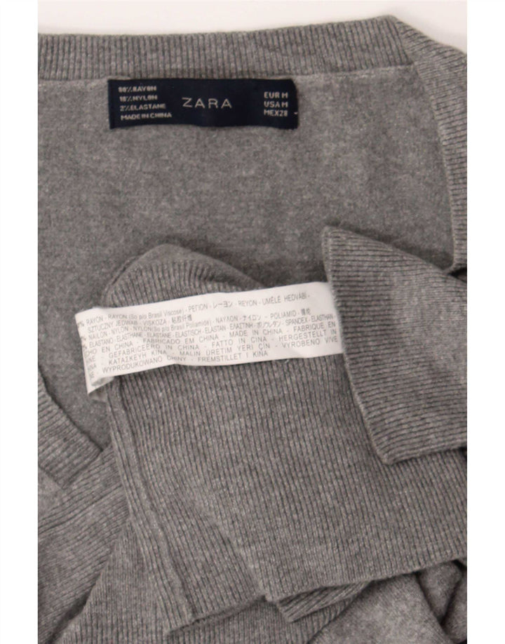 Pulover cu decolteu în V Zara pentru femei UK 12, raion gri mediu