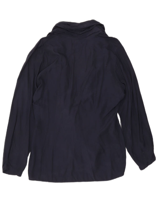 Benetton Womens Wrap Shirt Blouse IT 46 Large Navy Blue Viscose