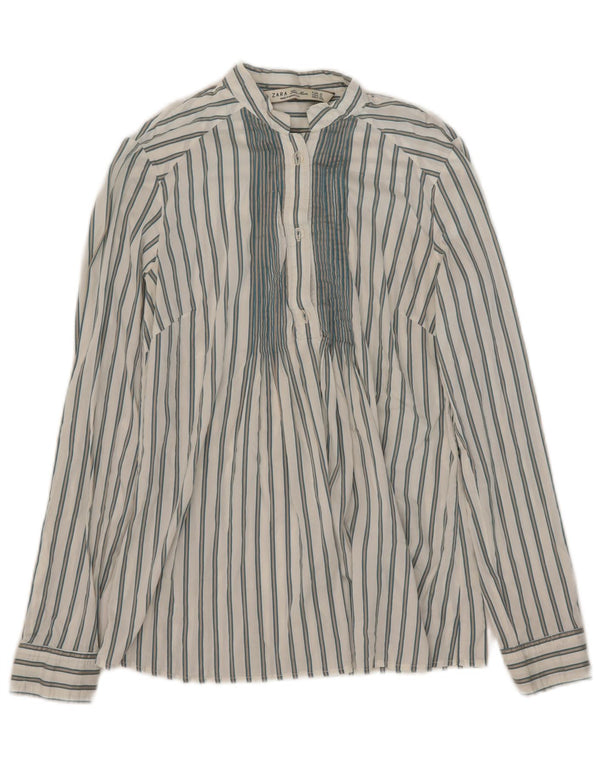Zara Womens Pullover Shirt UK 10 Small White Striped