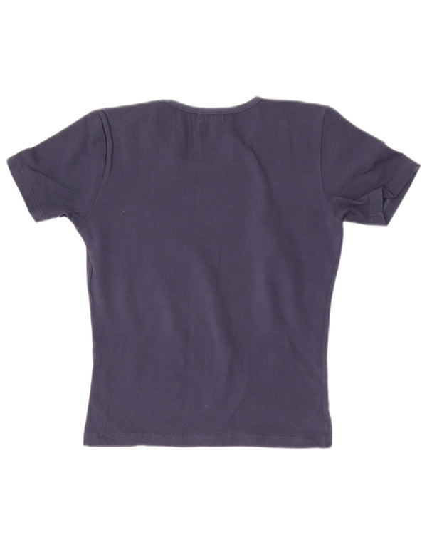Pierre Cardin Tricou cu grafic crop pentru femei Top UK 12 Medium Bleumarin Bumbac