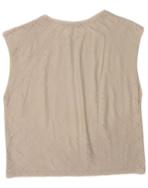Bluză fără mâneci pentru femei Zara UK 14 Medium Off White