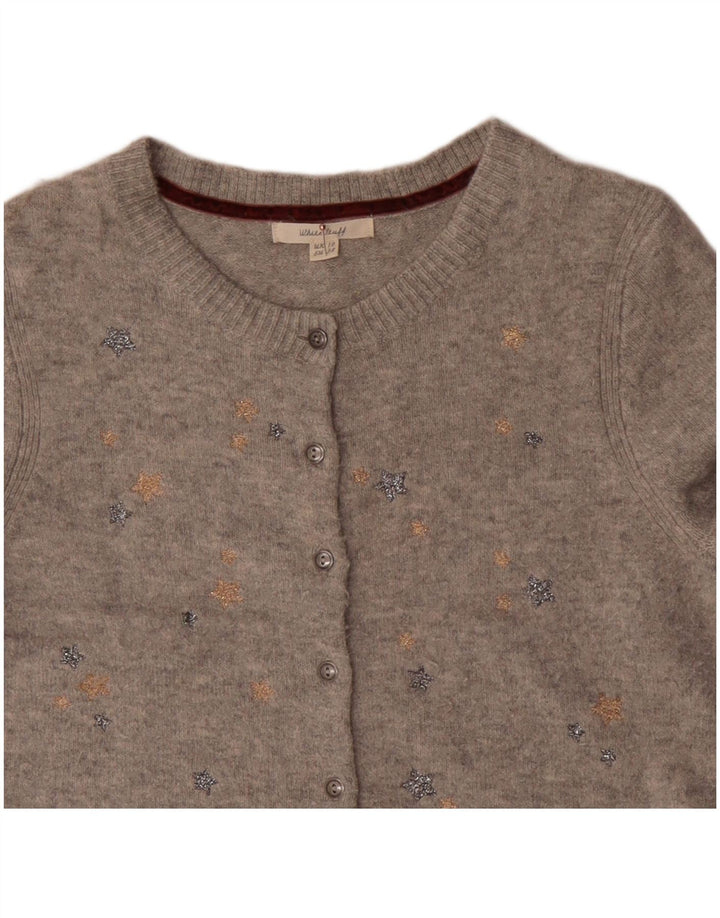 WHITE STUFF Pulover cardigan cu model abstract pentru femei UK 10 Mic Gri