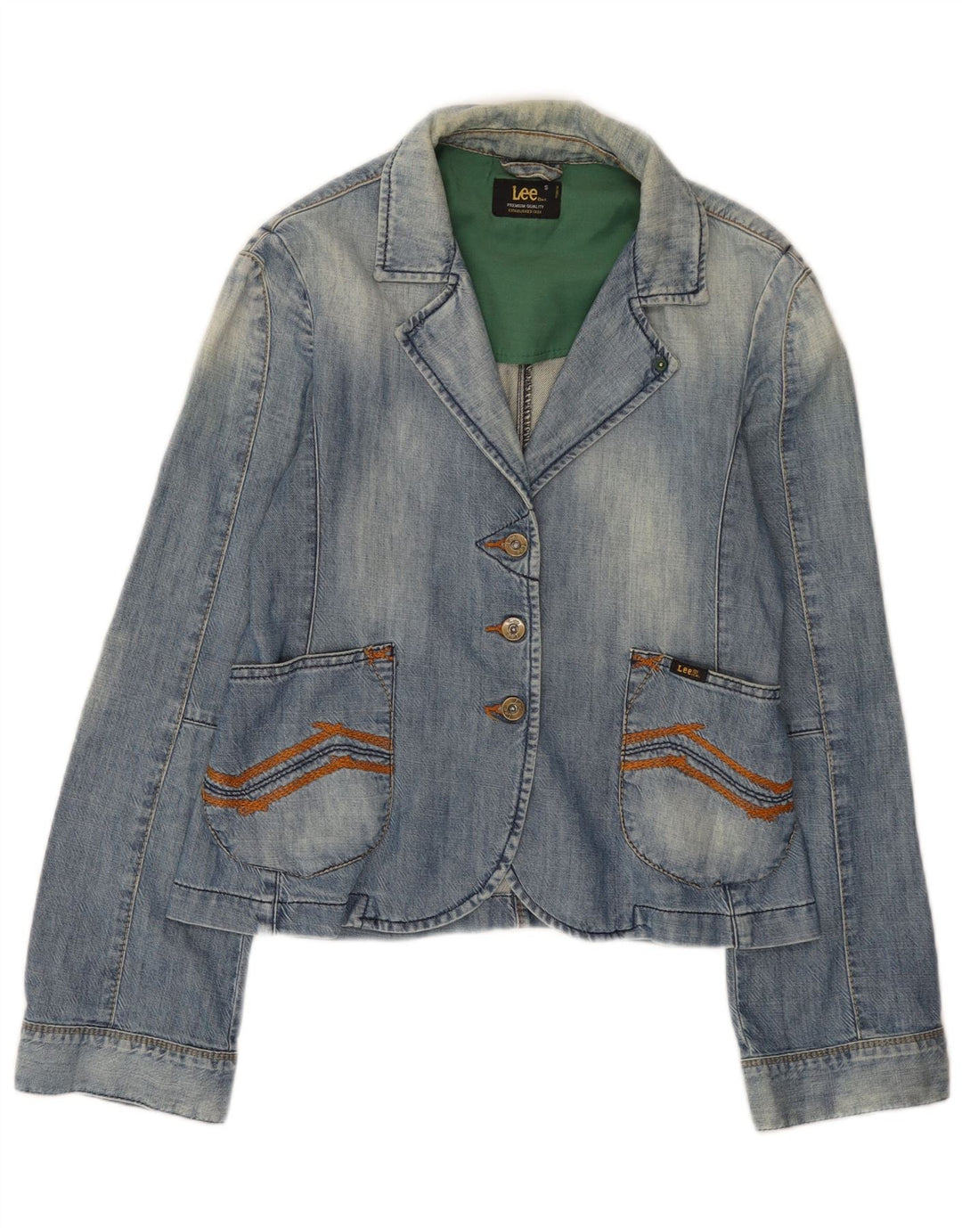 Jachetă Lee pentru femei din denim cu 3 nasturi, UK 10, bumbac albastru mic