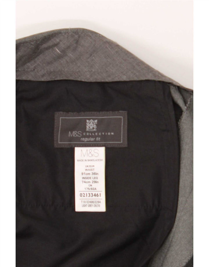 Pantaloni de costum pentru bărbați Marks & Spencer, cu ajustare normală, L36 L29, poliester gri