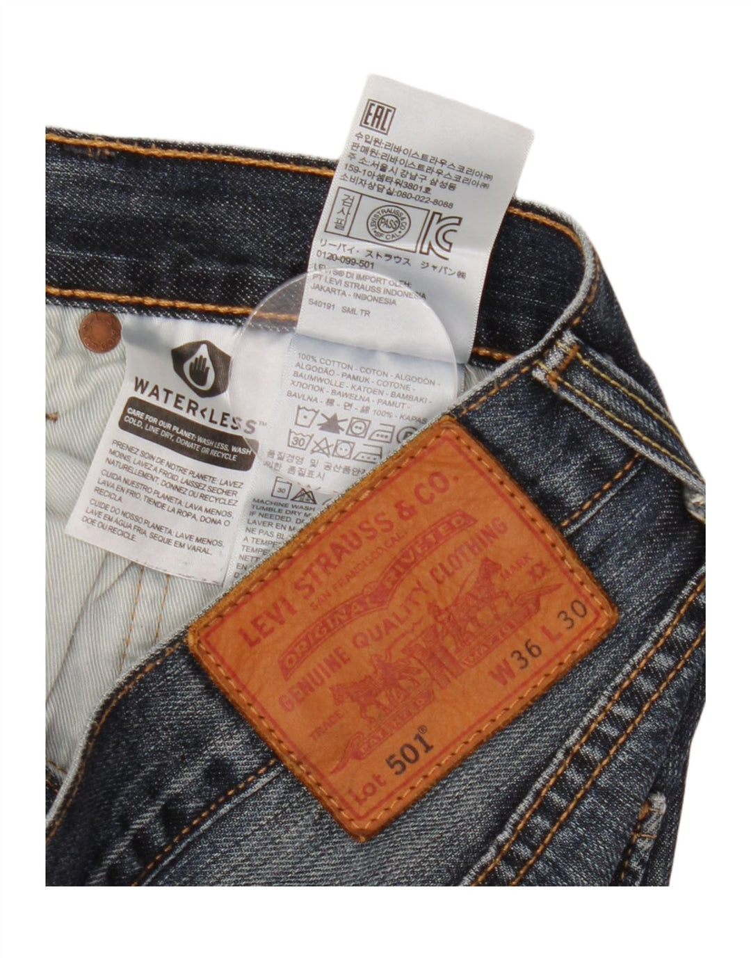 Blugi drepti pentru bărbați Levi's 501 W36 L30 Bumbac albastru