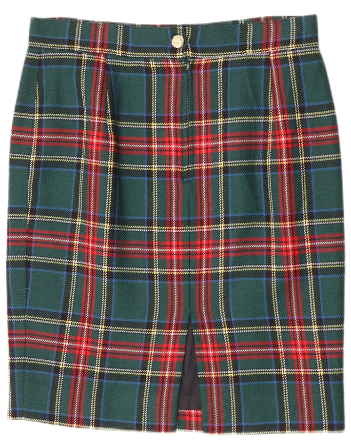 Fusta creion vintage pentru femei W30 carouri verde mediu