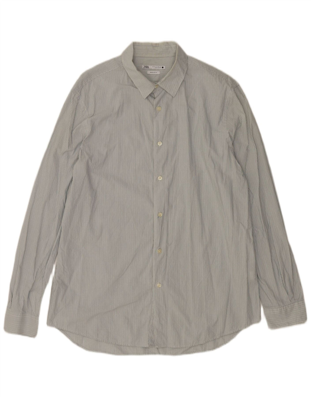 Cămașă pentru bărbați Zara Regular Fit XL, bumbac cu dungi albastre