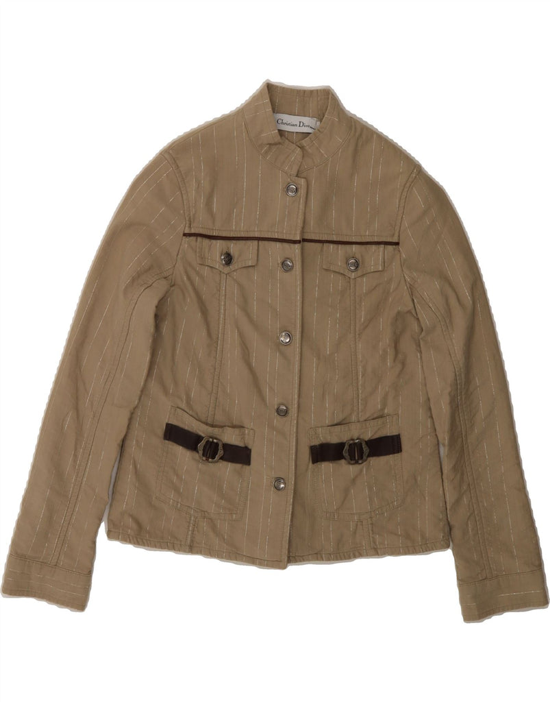 CHRISTIAN DIOR Girls 5 Button Blazer Jacket 11-12 Years Beige Striped Vintage Christian Dior and Second-Hand Christian Dior from Messina Hembry 