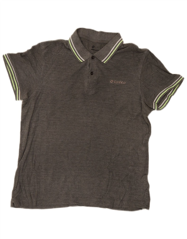 Tricou polo pentru bărbați Lotto, gri mediu cu pete