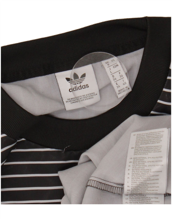 Tricou ADIDAS Crop Oversized pentru femei UK 8 Small Black Pinstripe