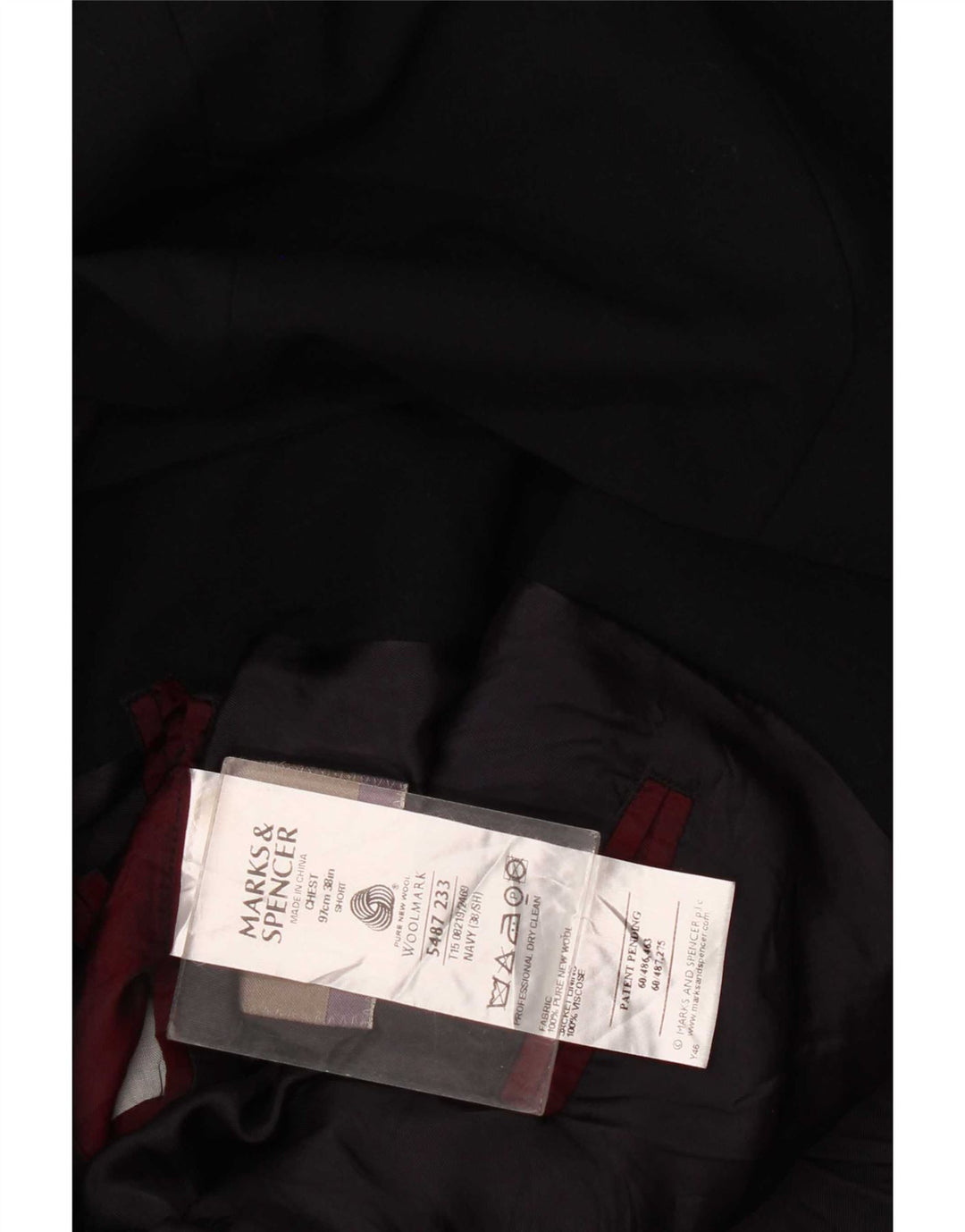 Sacou Marks & Spencer pentru bărbați, cu 3 nasturi, Marea Britanie 38, lână nouă, albastru bleumarin mediu