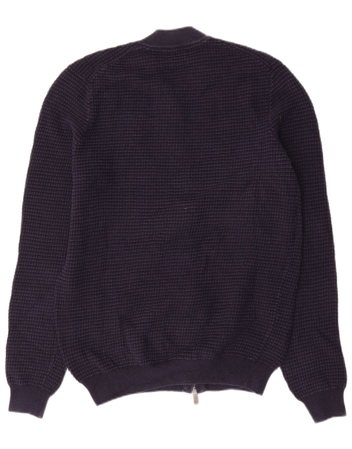Pulover cardigan Massimo Dutti pentru bărbați, bumbac bleumarin mediu