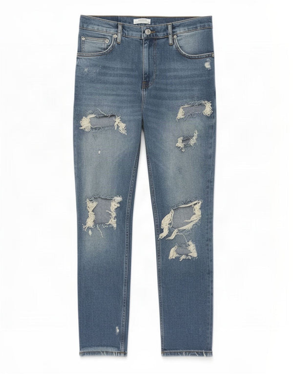 Blugi slim pentru femei Distressed Zara EU 36 XS W26 L26 Bumbac albastru