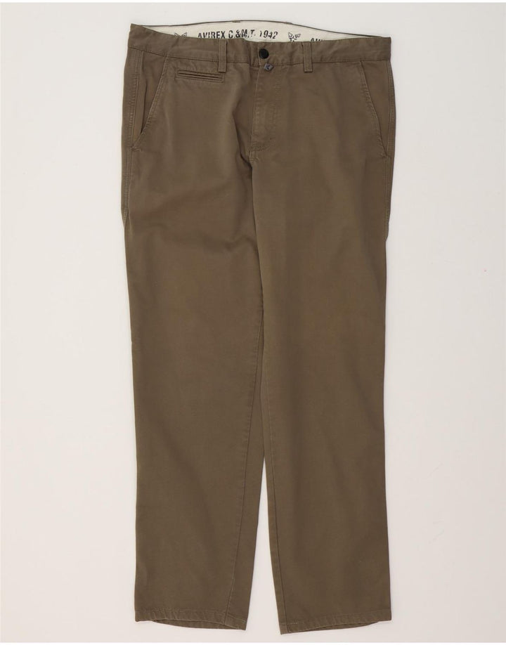 Pantaloni chino drept bărbați Avirex L36 L32 bumbac kaki