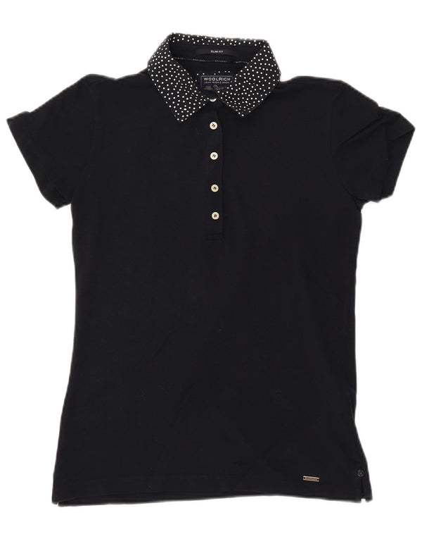 WOOLRICH Cămașă polo slim fit pentru femei UK 12 mediu, bleumarin, bumbac cu pete
