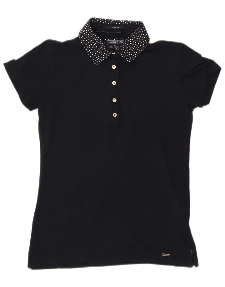 WOOLRICH Cămașă polo slim fit pentru femei UK 12 mediu, bleumarin, bumbac cu pete