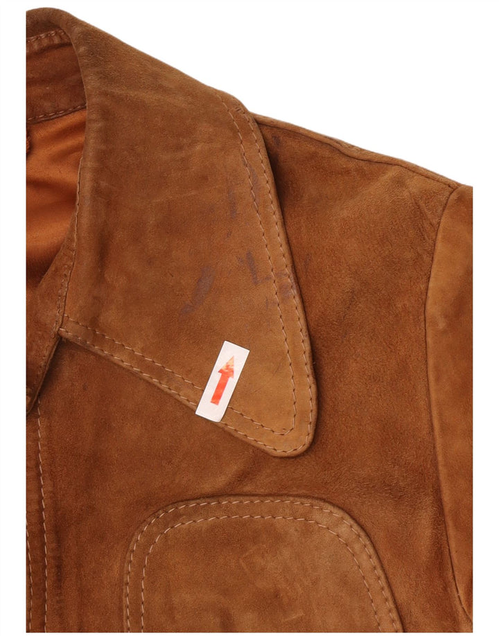 Jachetă vintage de piele intoarsa pentru femei UK 10 Small Brown
