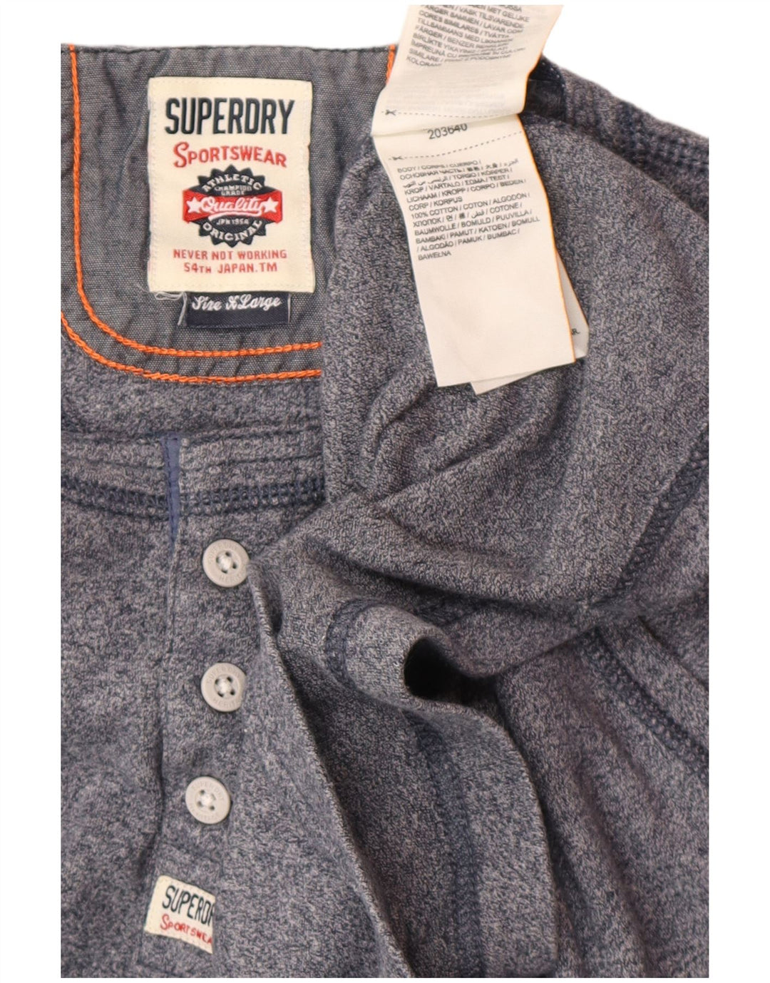 SUPERDRY Top pentru bărbați cu mânecă lungă XL bleumarin bumbac