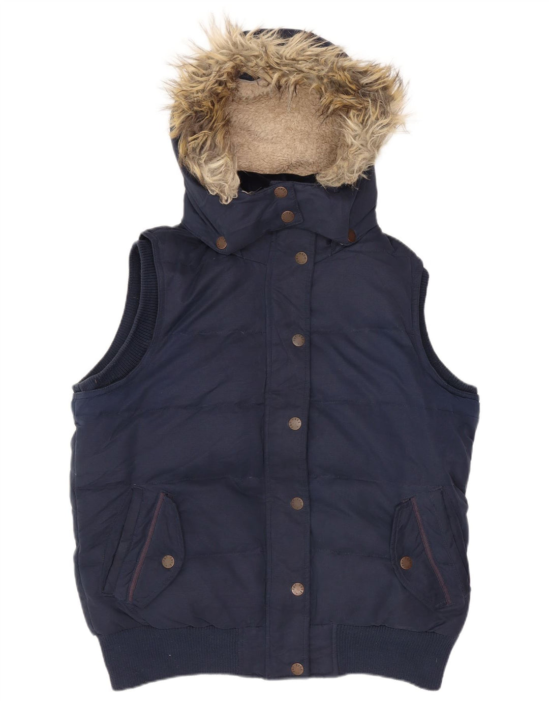 Gilet căptușit cu glugă pentru femei Fat Face UK 12 Medium Bleumarin Poliester