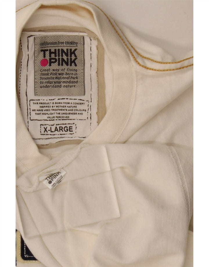 THINK PINK Top grafic pentru bărbați cu mânecă lungă XL bumbac alb