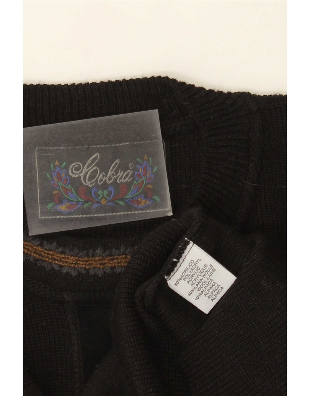 Pulover Cobra pentru bărbați cu gât roșu IT 52 mare, negru, acrilic