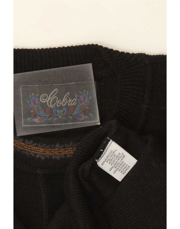 Pulover Cobra pentru bărbați cu gât roșu IT 52 mare, negru, acrilic