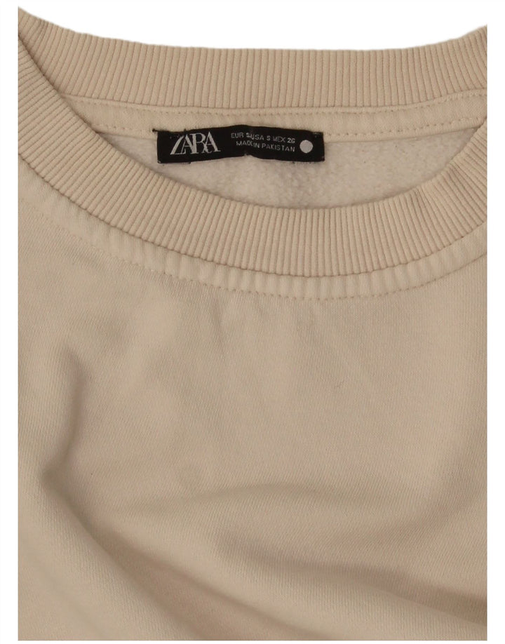 Pulover Oversized Crop pentru Damă Zara UK 10 Mic Alb