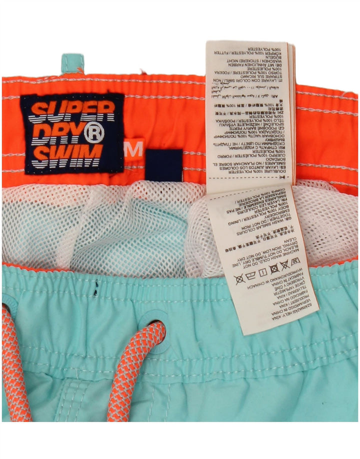 Pantaloni scurți de înot grafic Superdry pentru bărbați, poliester albastru mediu