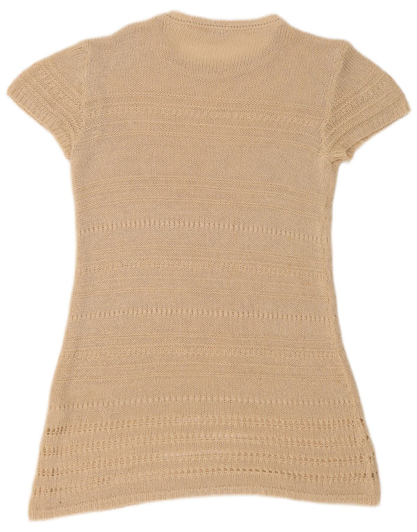 Rochie cu mânecă scurtă pentru femei Zara cu pulover supradimensionat UK 10 Mic Bej Acrilic