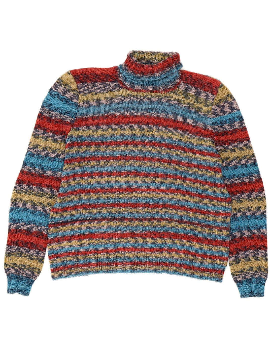 VINTAGE Pulover cu gât rulat pentru femei UK 14 Medium Multicolor