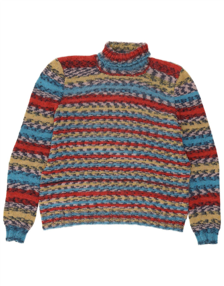VINTAGE Pulover cu gât rulat pentru femei UK 14 Medium Multicolor