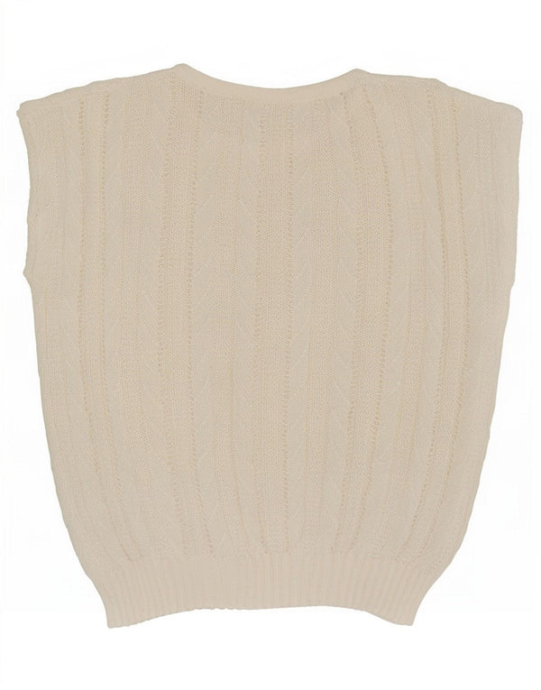 Vintage Womens Vest Tank Top UK 14 Medium Off White