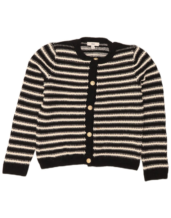 MARKS & SPENCER Pulover cardigan pentru femei UK 10 Acrilic cu dungi negre mici