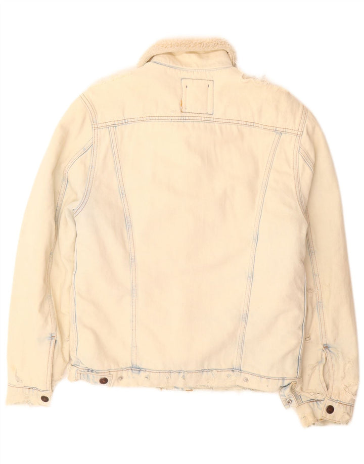 Jachetă de blugi Sherpa pentru bărbați Zara UK 36, bumbac, bej mic
