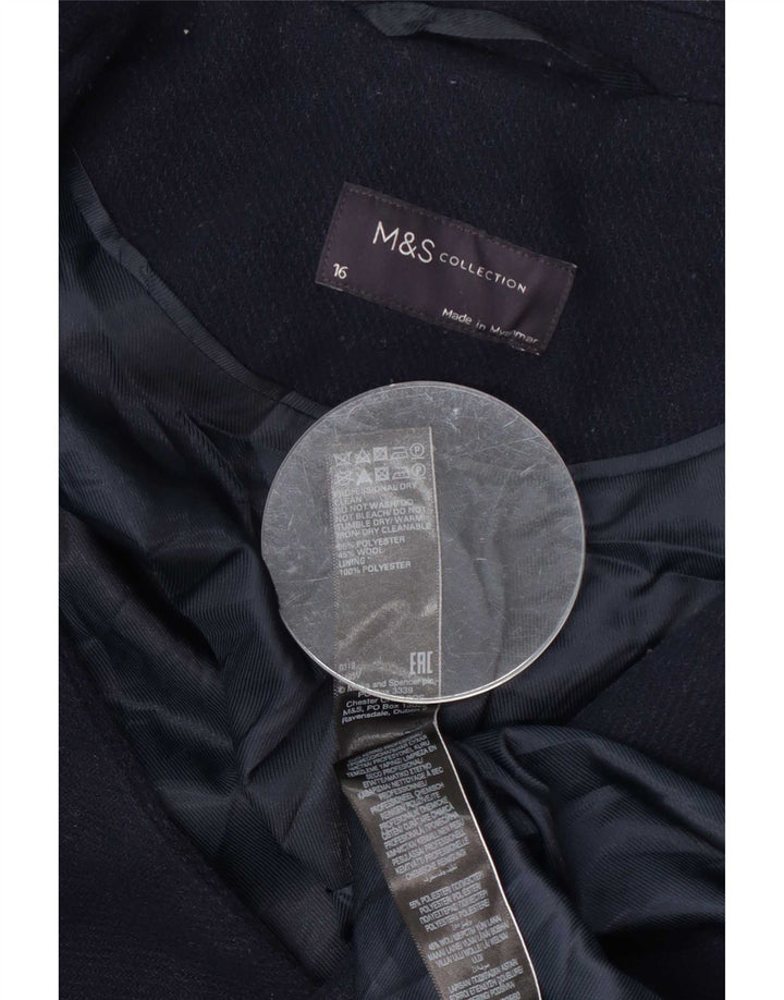 Marks & Spencer palton dublu pentru femei UK 16 mare bleumarin poliester