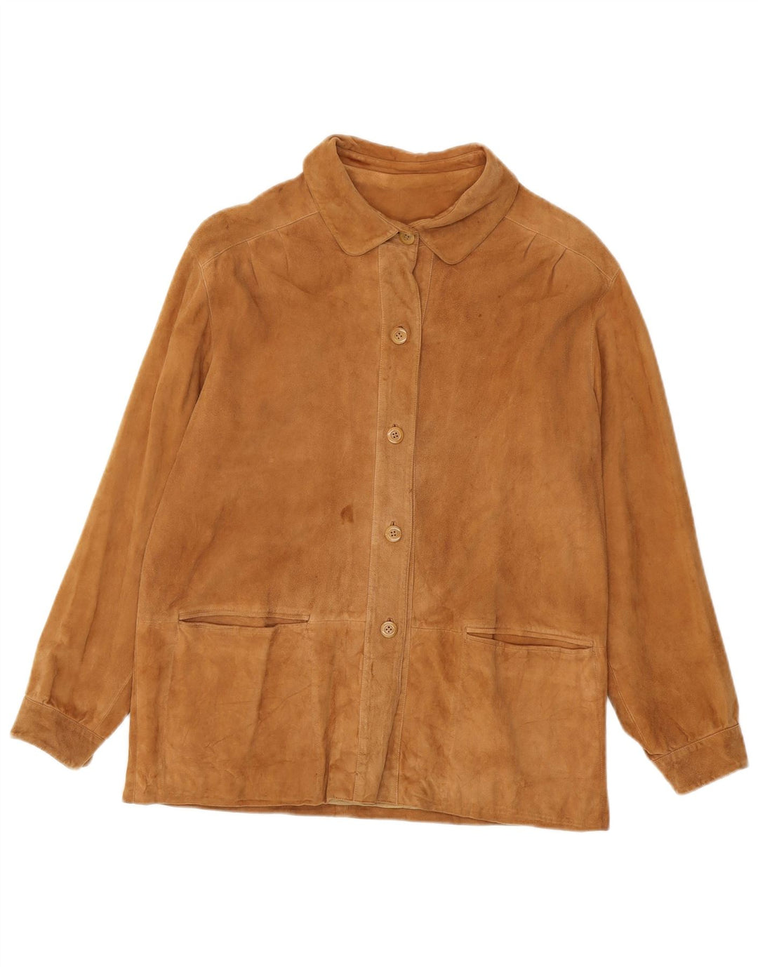 Jachetă vintage de piele intoarsa pentru femei IT 46 Large Beige