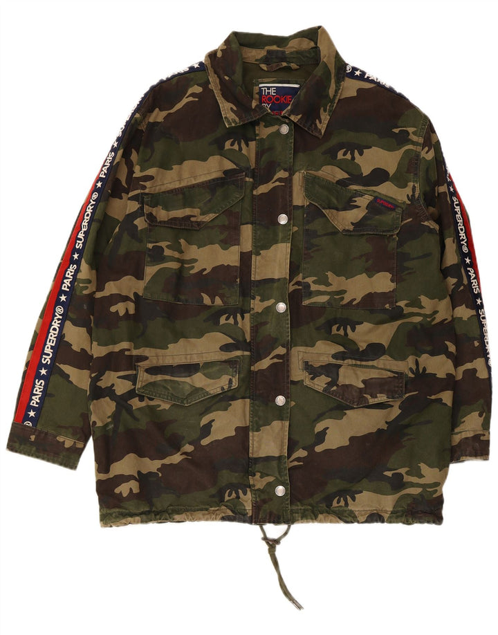 Jachetă militară cu grafică Superdry pentru femei UK 12, camuflaj mediu kaki