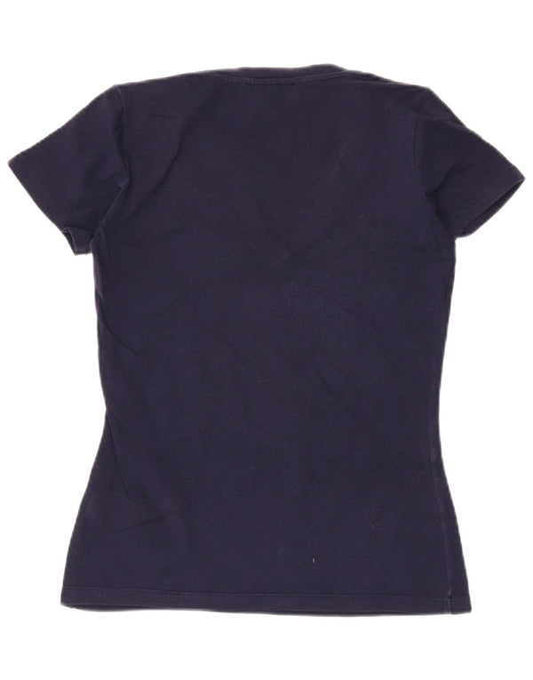 Trussardi Jeans Tricou cu grafic pentru femei Top UK 10 Small Navy Blue Bumbac